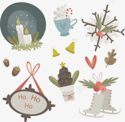 彩绘铃铛12款彩绘圣诞节物品矢量图高清图片