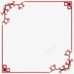 春节中式春花边框高清图片