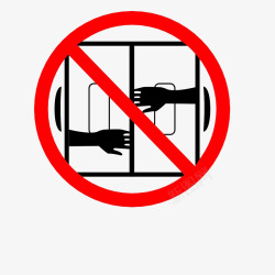 不安全行为识别电梯标志请勿双手露外高清图片