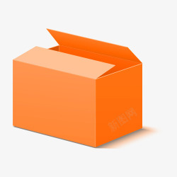纸质箱子打开的橘色纸箱手绘图高清图片