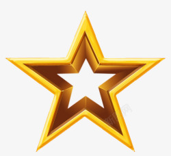 六角星装饰金色五角星案图标高清图片