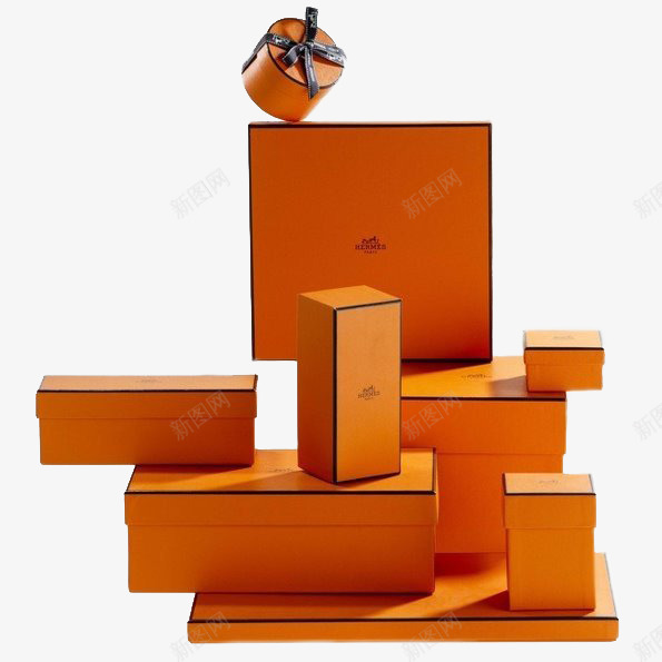 堆叠的盒子png免抠素材_新图网 https://ixintu.com 丝带 礼物盒 黄色 黑子