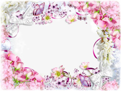 粉色花卉相框素材