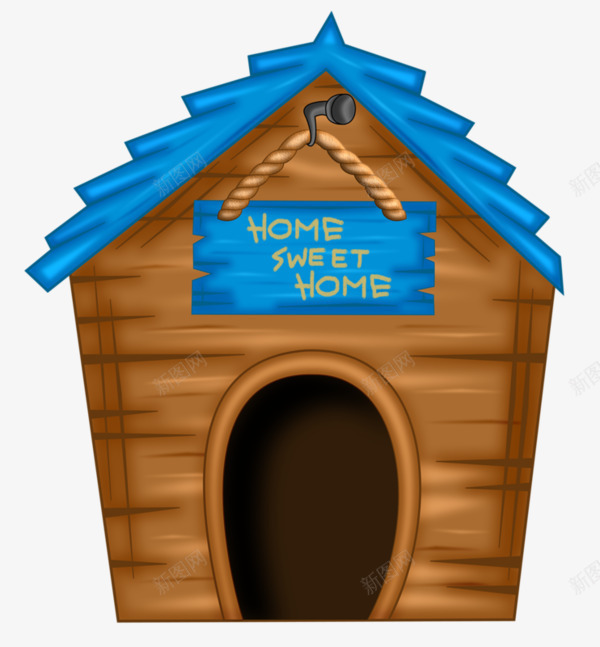 蓝色屋顶的木屋png免抠素材_新图网 https://ixintu.com 宠物屋 小房子 木屋