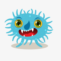 牙齿病毒卡通蓝色的怪物矢量图高清图片