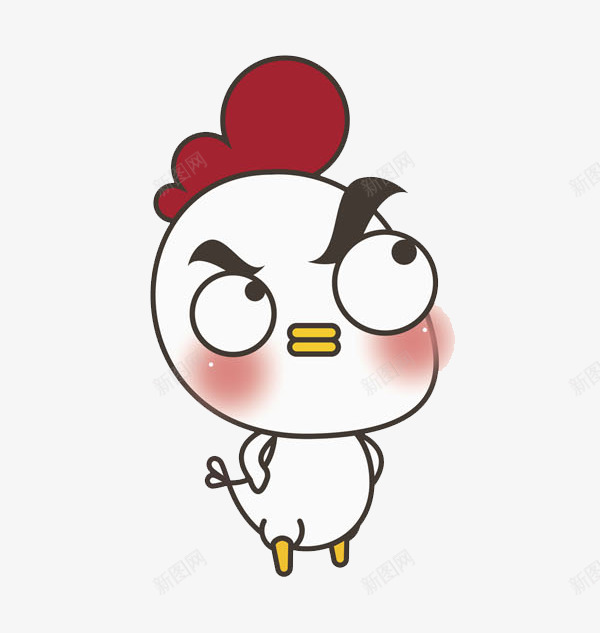斜眼的小鸡png免抠素材_新图网 https://ixintu.com 动物 卡通 大眼睛 小鸡 掐腰的 白色的 鸡年