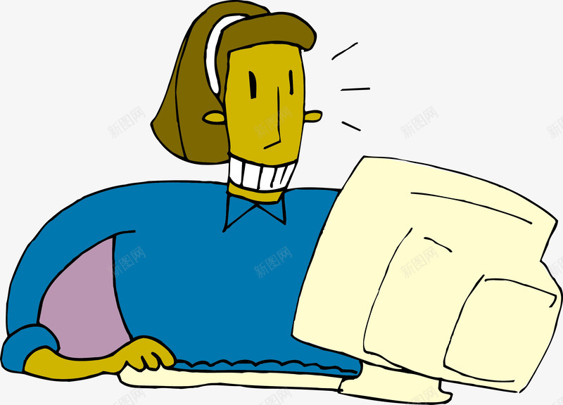 努力工作的卡通女职员png免抠素材_新图网 https://ixintu.com 公司职员 卡通人物 卡通职员 坐在电脑前 女人 电脑 白领人物 职员