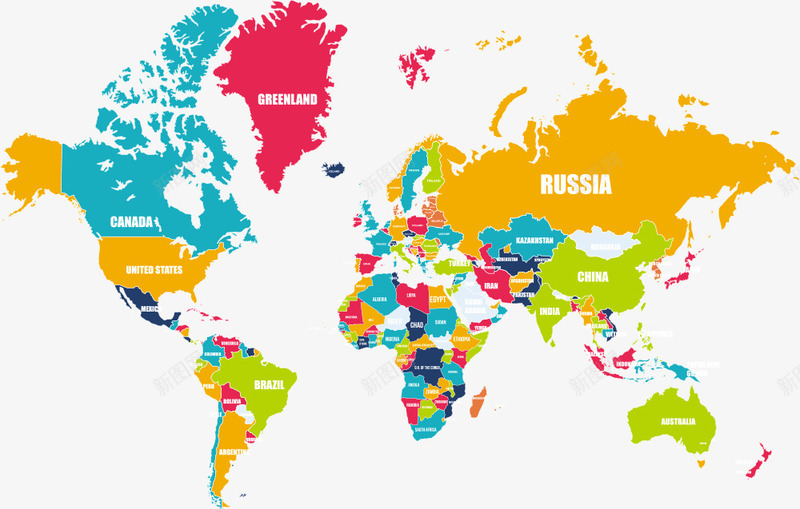 彩色全球地图png免抠素材_新图网 https://ixintu.com 世界地图 全球地图 地图 彩色全球地图 矢量地图