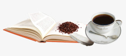 书本上的咖啡杯书本上的咖啡豆咖啡杯高清图片