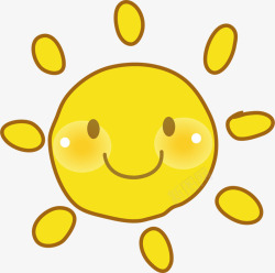 黄色AI可爱手绘黄色笑脸太阳高清图片