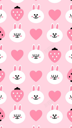 可爱小兔粉色背景素材