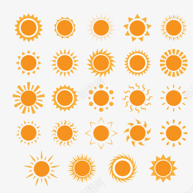 橙色卡通狗背景太阳图标图标