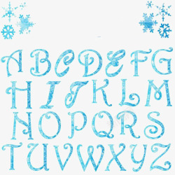 雪花英文字母蓝色英文艺术字母高清图片