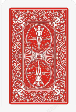 扑克牌免扣元素红色花纹扑克牌背面高清图片