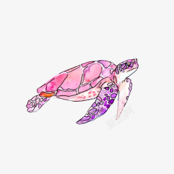 手绘水彩可爱海龟元素素材