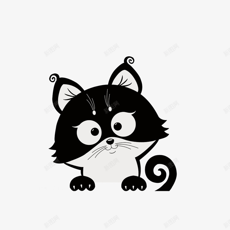 爪子抬起来的小猫png免抠素材_新图网 https://ixintu.com 卡通猫 手绘猫爪 黑色白色