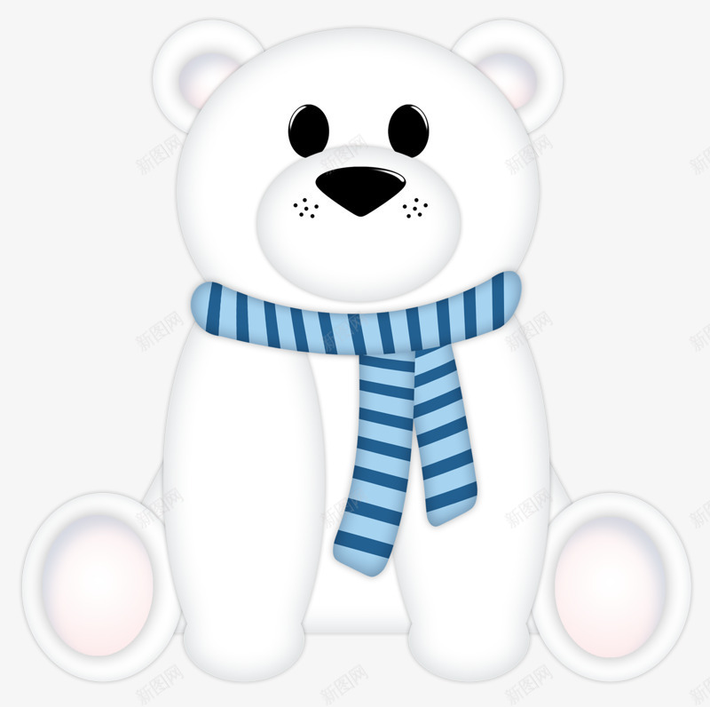 白色小熊png免抠素材_新图网 https://ixintu.com 卡通 围巾 小熊 手绘 白色 蓝色