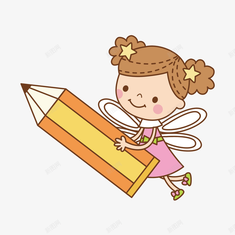 手绘女孩矢量图ai免抠素材_新图网 https://ixintu.com AI 儿童 卡通 可爱 天使 女孩 孩子 小孩 巧克力女孩 手绘 矢量图 粉色 翅膀 铅笔