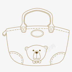 小熊手提袋手绘购物袋高清图片