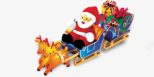 圣诞节驯鹿拉车圣诞老人礼物png免抠素材_新图网 https://ixintu.com 圣诞老人 圣诞节 拉车 礼物 驯鹿