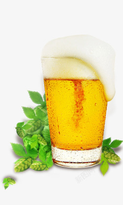 一杯芒果饮料绿麦芽和啤酒高清图片