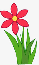 一朵红色的花png免抠素材_新图网 https://ixintu.com 一棵草 卡通花草 手绘花朵 绿色草