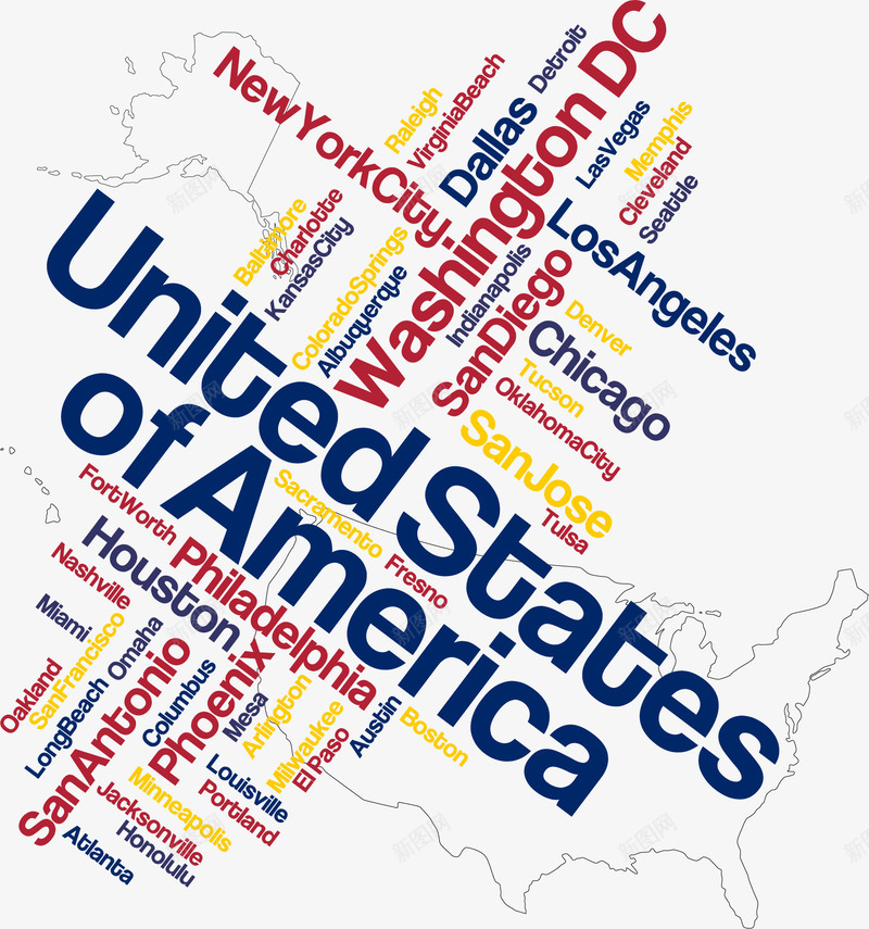 美国创意地图png免抠素材_新图网 https://ixintu.com 创意设计 地图创意设计 地图设计 矢量图形 矢量素材 矢量美国地图