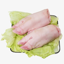 生鲜菜叶装盘猪蹄素材