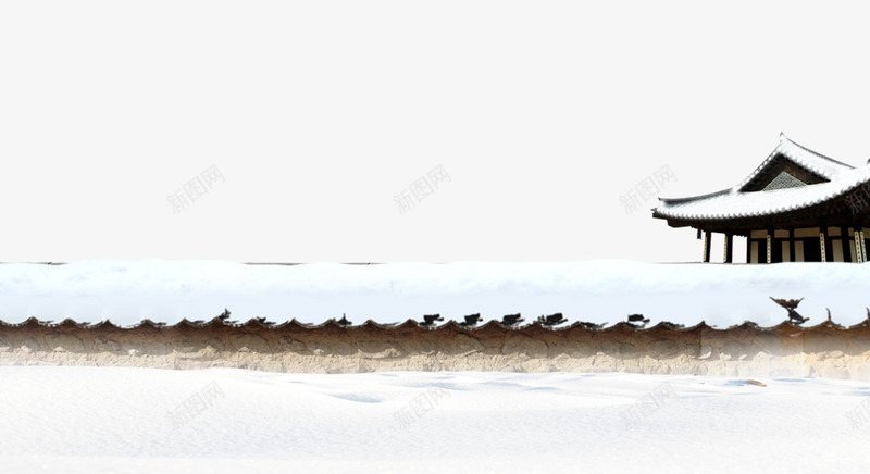 下雪围墙png免抠素材_新图网 https://ixintu.com 围墙 城墙 屋檐 屋檐插画 积雪