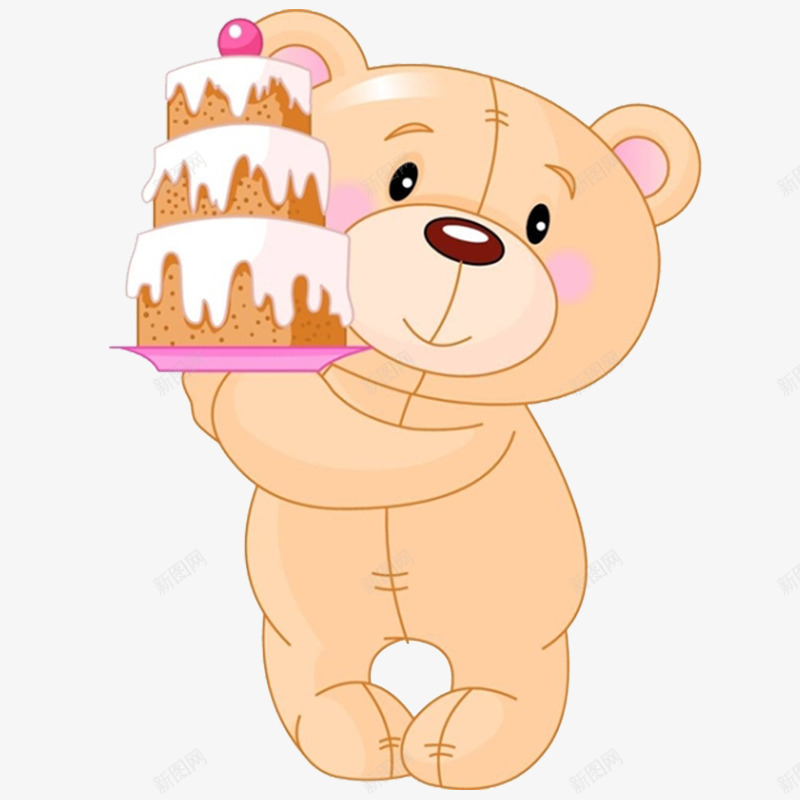 抱着蛋糕的可爱小熊png免抠素材_新图网 https://ixintu.com 免抠 卡通 可爱 小熊 蛋糕