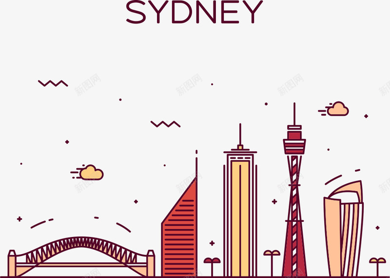 悉尼城市插画png免抠素材_新图网 https://ixintu.com 地产 城市 城镇 建筑 悉尼城市 悉尼城市插画 房子 都市 高楼