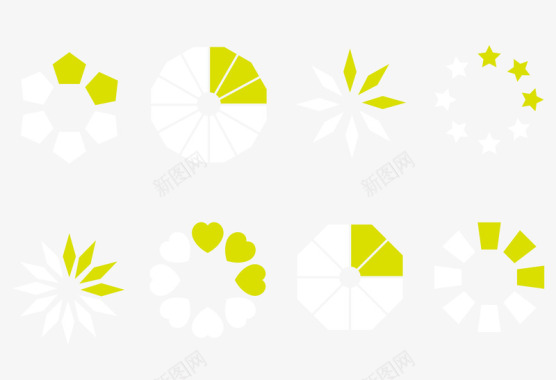 清新黄色圆形扁平缓冲图标图标