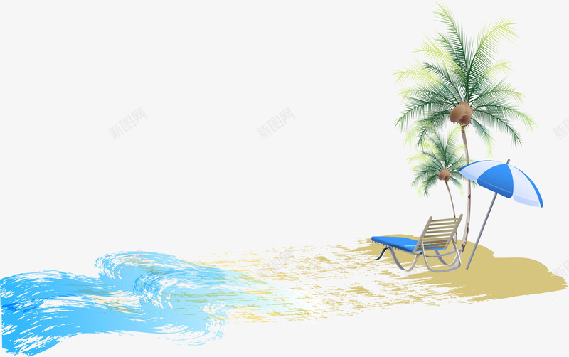 夏季海滩椰树海边惬意png免抠素材_新图网 https://ixintu.com 夏季 惬意 椰树 海滩 海边