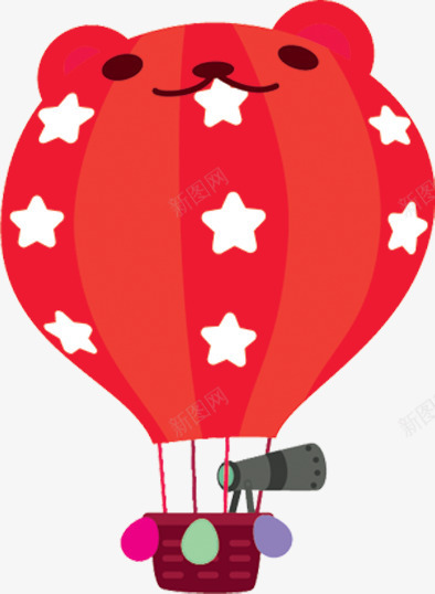 卡通红色热气球小熊png免抠素材_新图网 https://ixintu.com 卡通 小熊 热气球 红色