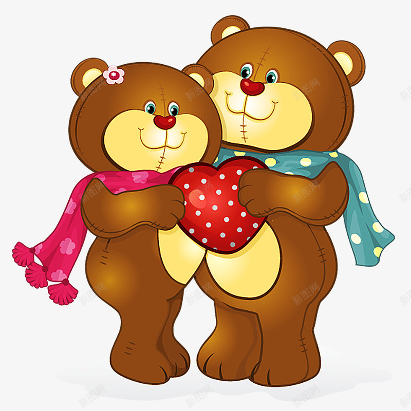 可爱爱心情侣熊png免抠素材_新图网 https://ixintu.com 卡通 可爱 小熊