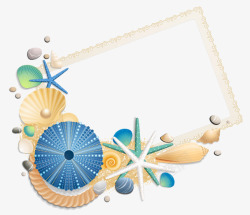 海马贝壳边框贝壳装饰边框高清图片