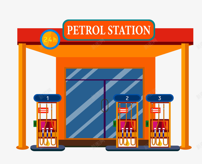 加油站png免抠素材_新图网 https://ixintu.com 加油站矢量素材 扁平化 效果图 艺术 设计