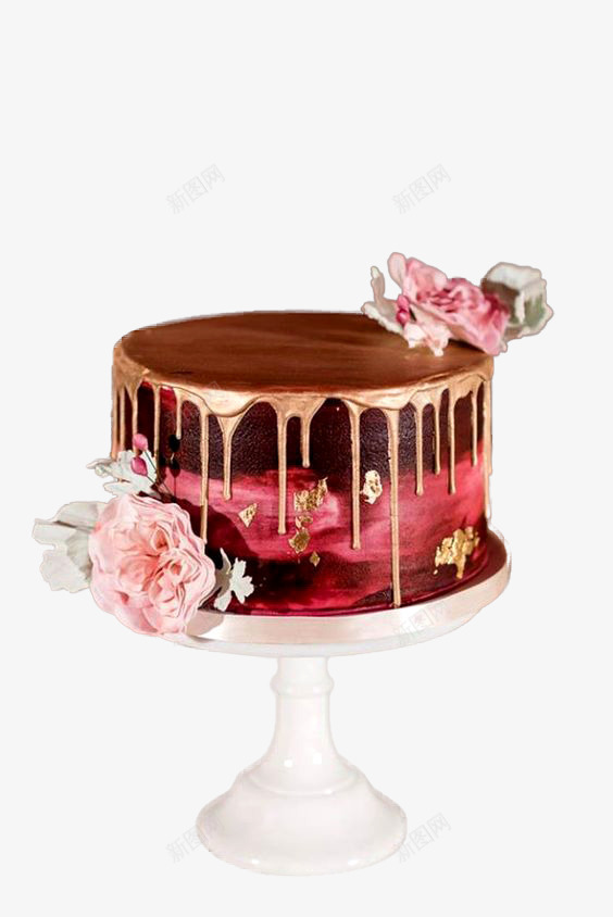 牡丹花蛋糕png免抠素材_新图网 https://ixintu.com 巧克力 情侣 甜品 粉色花朵 美食 翻糖蛋糕 花束蛋糕 金色