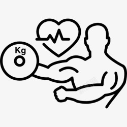 哑铃形状体操运动员用哑铃和心脏的形状与生命线图标高清图片