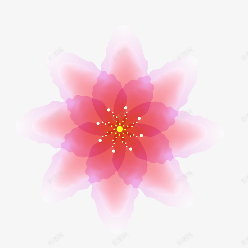 渐变多边形花朵png免抠素材_新图网 https://ixintu.com 多边形 渐变花朵 红色花朵 花朵