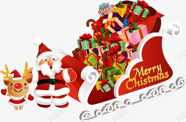 红色圣诞老人圣诞节png免抠素材_新图网 https://ixintu.com 圣诞节礼包 圣诞节礼物 圣诞节素材 圣诞节雪橇 圣诞节麋鹿 红色圣诞老人