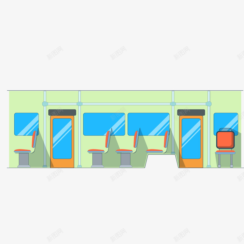 地铁里的整齐座位png免抠素材_新图网 https://ixintu.com 列车 卡通手绘 卡通车辆 地铁 座位 装饰图