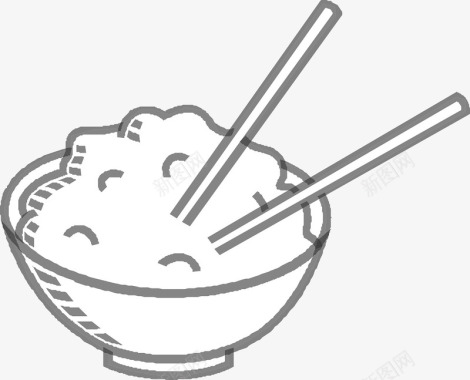 手绘一碗米饭图标图标