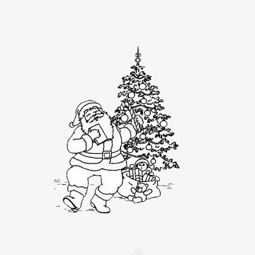 圣诞老人简笔画图标png_新图网 https://ixintu.com 圣诞树 圣诞老人 简笔画 线条
