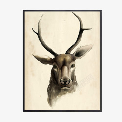 玄关油画麋鹿装饰油画高清图片