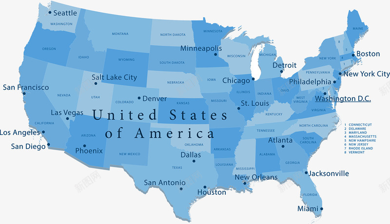 美国州郡地区png免抠素材_新图网 https://ixintu.com 北美地图 地区 州郡 美国