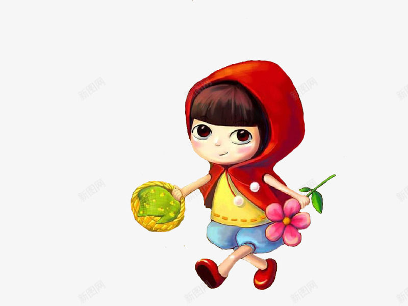 可爱的小红帽png免抠素材_新图网 https://ixintu.com 卡通 可爱 女孩 小红帽