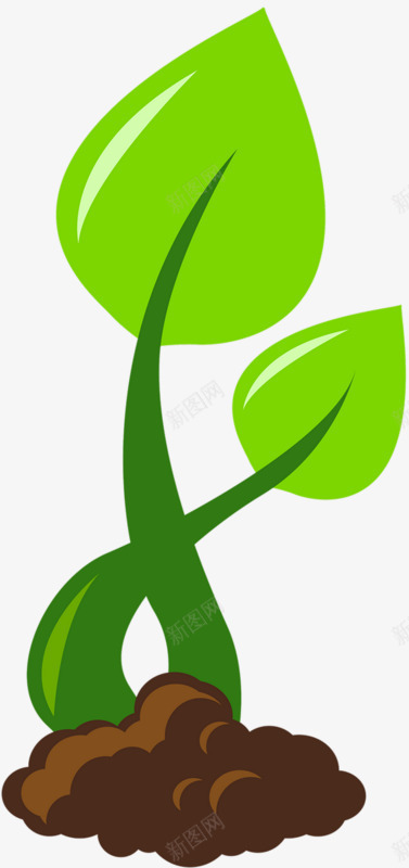 绿色小叶子png免抠素材_新图网 https://ixintu.com 发芽 叶子 成长 生命 绿色
