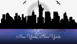 纽约夜景矢量图素材