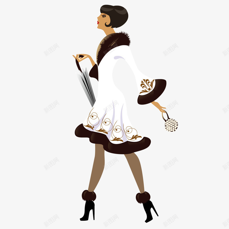 拿伞的贵妇矢量图ai免抠素材_新图网 https://ixintu.com 卡通 拿伞 贵妇 矢量图